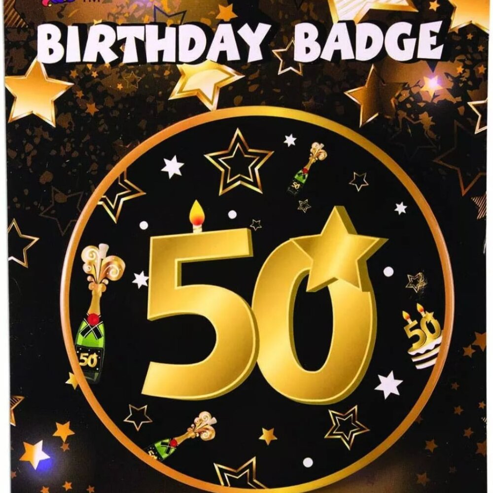 Forum Novelties Black and Gold 50th Birthday Badge Party Favor Gift
